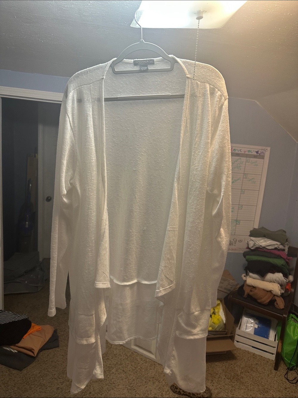Lightweight Cream Open-Front Cardigan Sweater